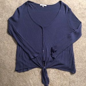 Ro & De - Long Sleeve Waffle Knot Tie Top